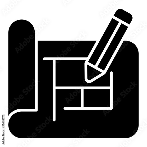 Solid design icon of drafting management 