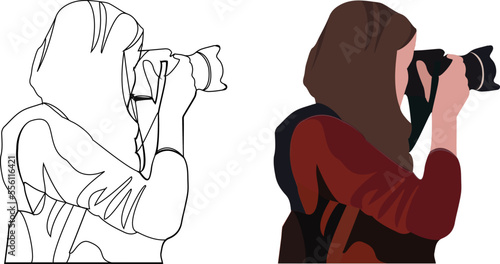 half bust of woman while photographing-