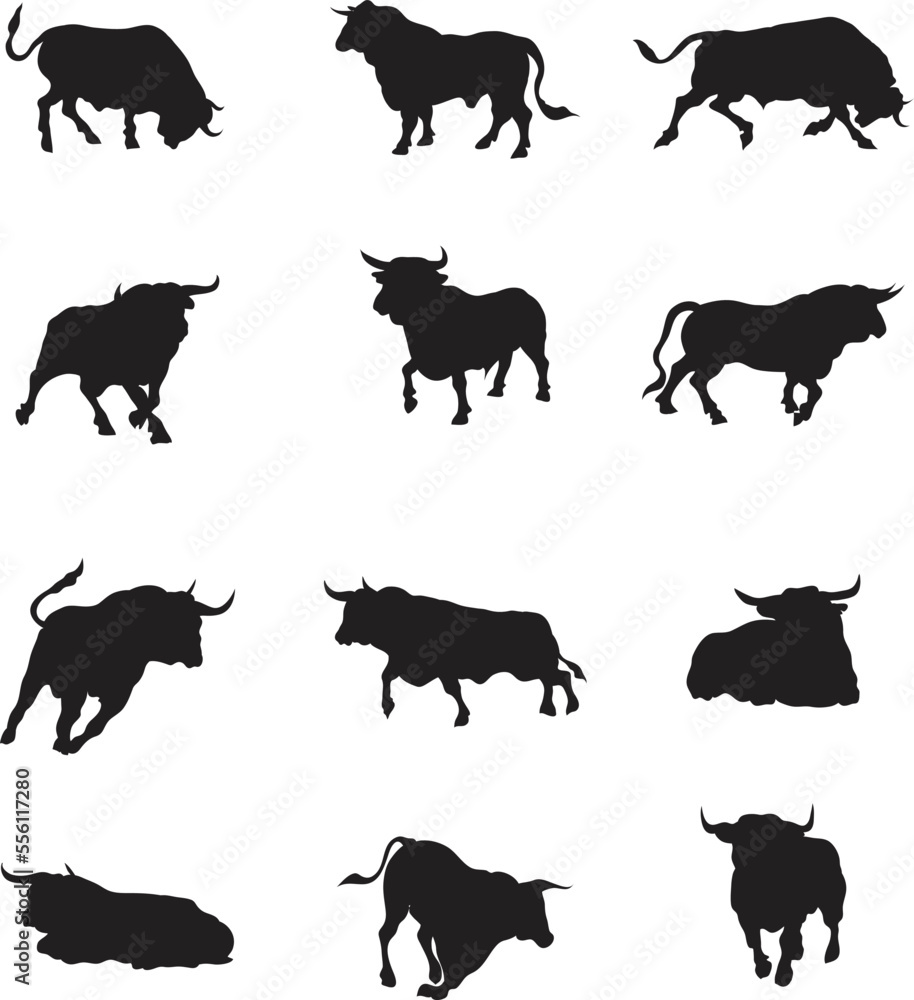 Obraz premium A vector collection of bulls for artwork compositions
