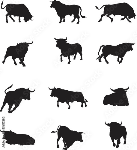 A vector collection of bulls for artwork compositions