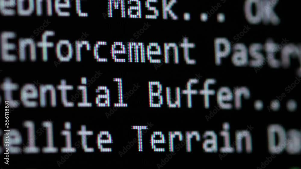 Code. Server logs on a monitor scroll by showing information related to scanning and network activity. File check and security. Concept background for video about technology and digital transformation Code. Server logs on a monitor scroll by showing information related to scanning and network activity. File check and security. Concept background for video about technology and digital transformation