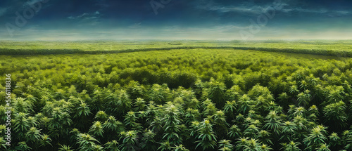 Green Cannabis Plants with Mature Marijuana Buds Ready to Harvest 