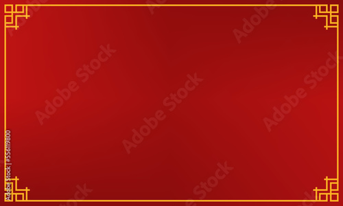 Red Background Chinese New Year with Golden Border