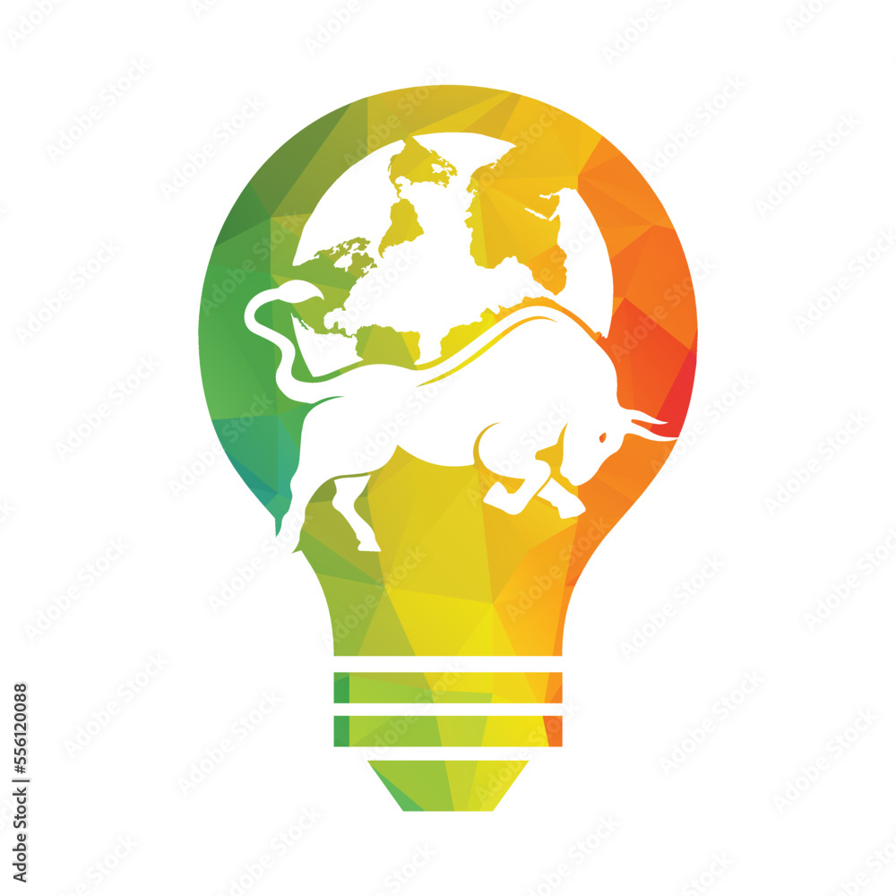Globe bull vector logo icon design. Word and Bull logo design icon vector. Globe bull vector logo icon design. Word and Bull logo design icon vector.