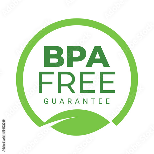 Label Bpa free guarantee in round flat vector illustration for logo, icon, badge. BPA bisphenol A for non toxic plastic product