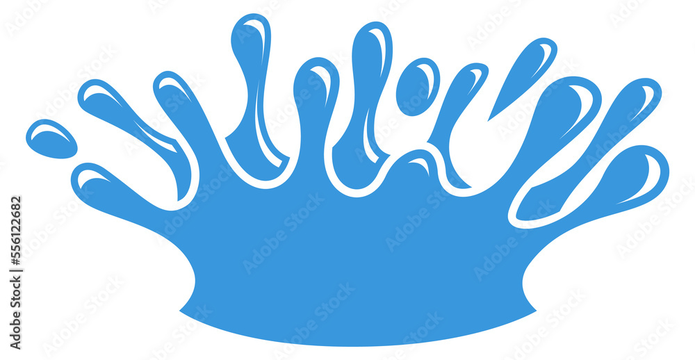 Water crown splash icon. Blue liquid drop Water crown splash icon. Blue liquid drop