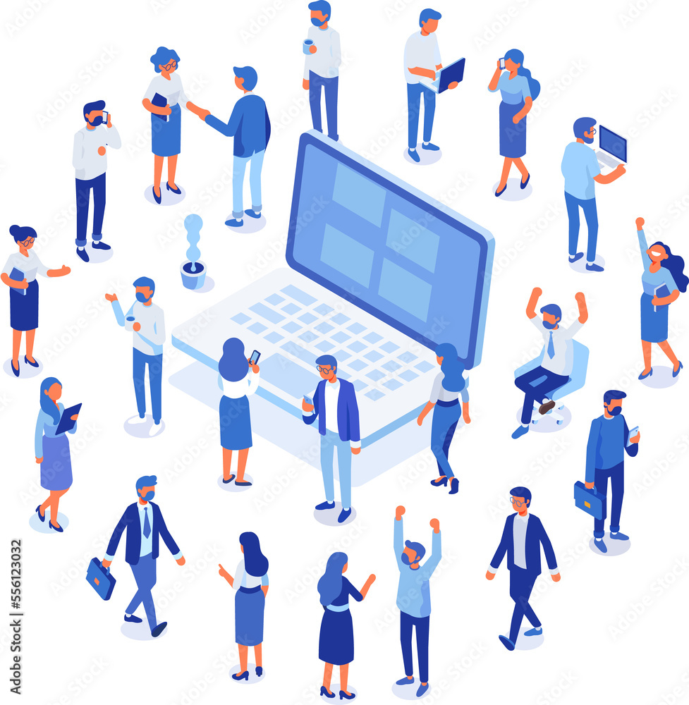 Isomeric office people  set. Office life.  Teamwork illustration. 