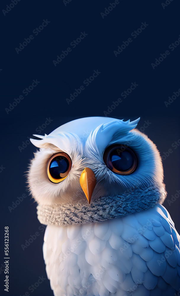 Obraz premium Cute Snow Owl with Room for Copy (Generative AI)