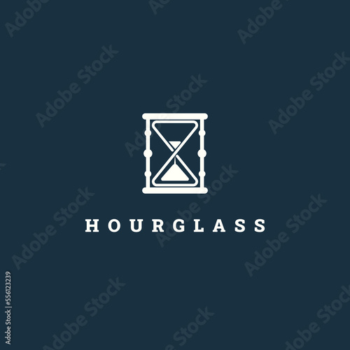 hourglass logo vector vintage illustration design art symbol, sand hour, deadline, clock