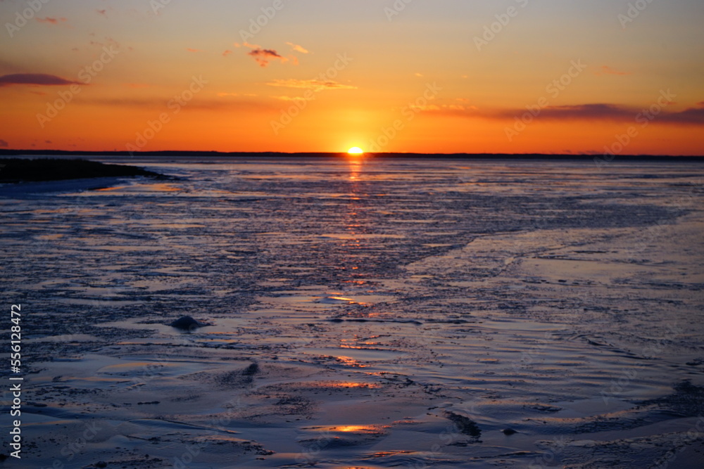 Todowara Walk Path and Frozen Ocean at Notsuke Peninsula in Betsukai, Hokkaido, Japan - 日本 北海道 別海町 野付半島 トドワラ 探勝線歩道 氷海