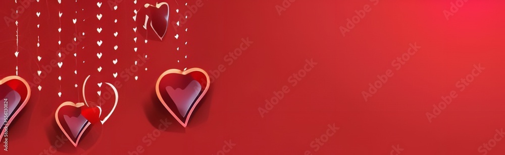 Valentines Day Background with red hearted background on a red color background.