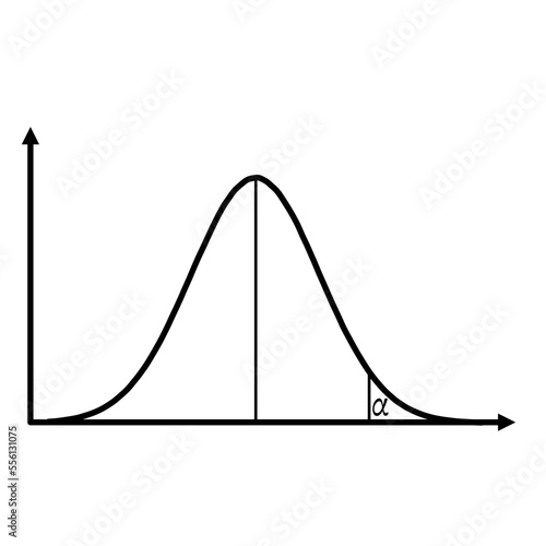 Right sided significance testing. Vector Icon for education, school or university.