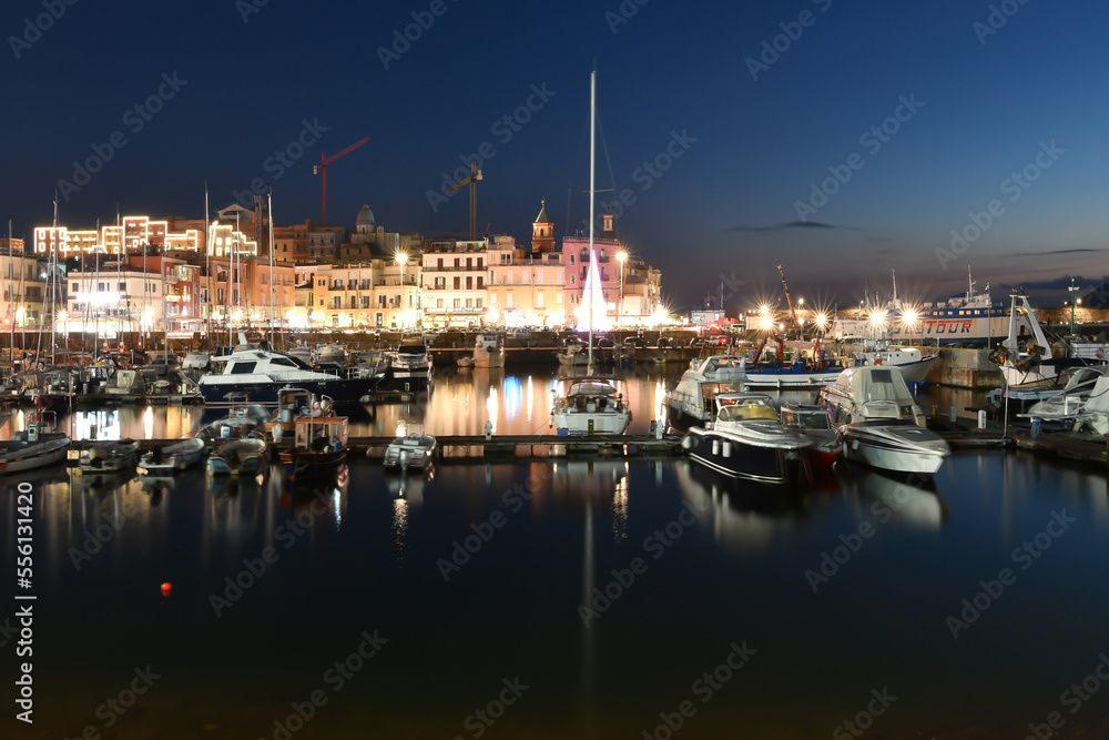 Boats moored in the port of Pozzuoli, a town in the province of Naples, Italy.