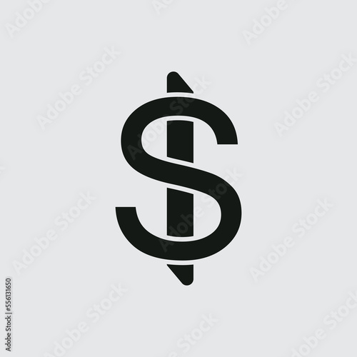Dollar symbol on white background, s logo design, symbol of dollar