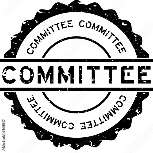 Grunge black committee word round rubber seal stamp on white background