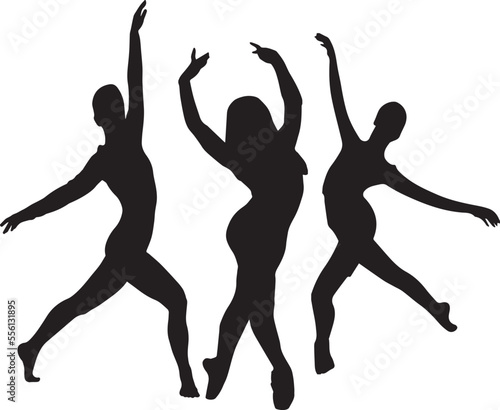 Vector  illustration  black silhouette of a dancing girl
