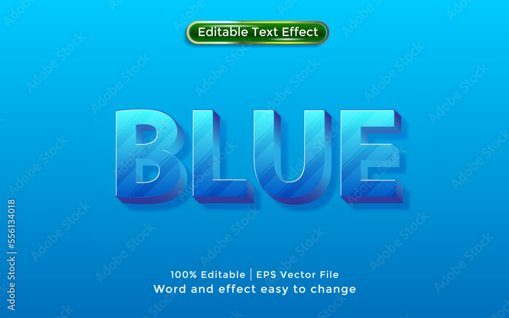 Blue text, 3D style text effect neon light