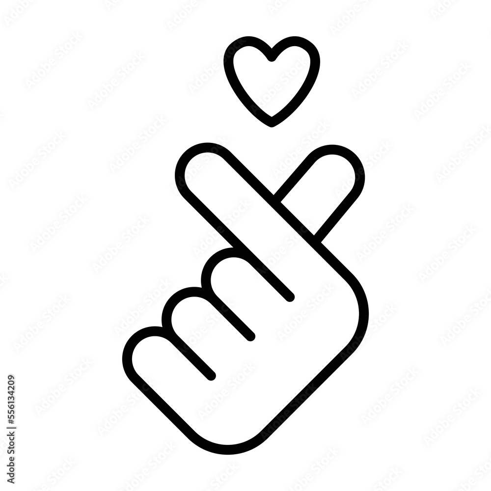Korean love sign. Finger love symbol icon Korean love sign. Finger love symbol icon