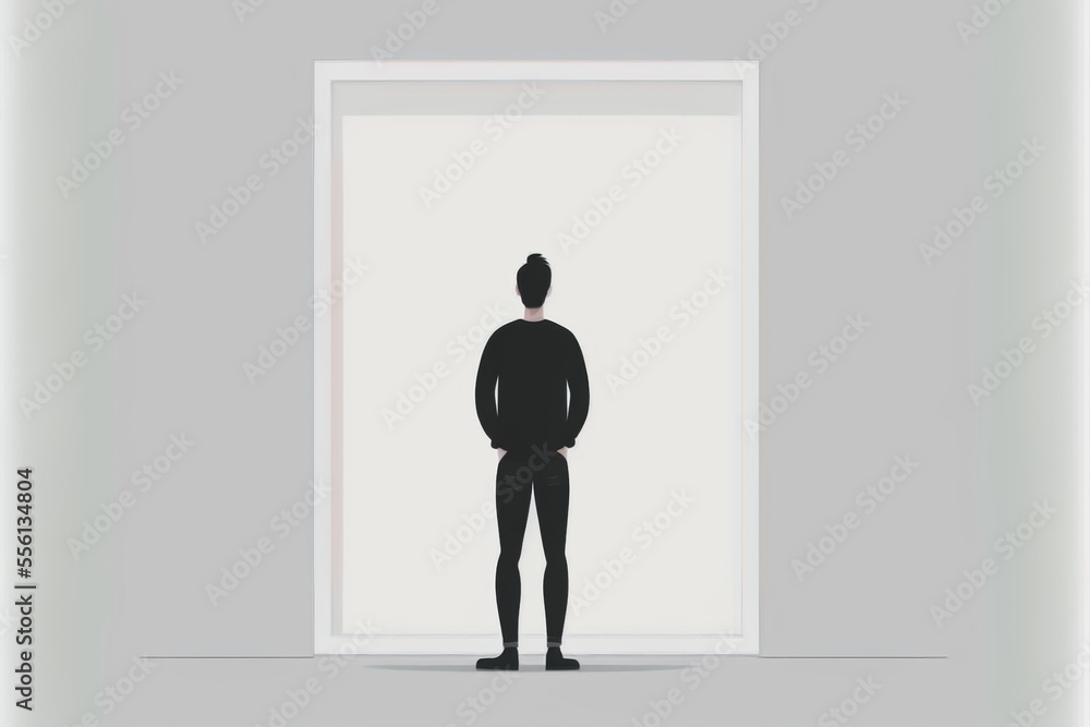 Obraz premium person standing in front of a blank canvas, representing the limitless potential for creativity and self-expression, DIGITAL DRAWING (AI Generated)