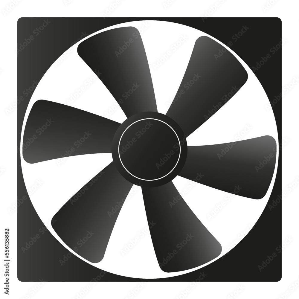 Cooling fan or exhaust fan icon on white background. Vector illustration. Cooling fan or exhaust fan icon on white background. Vector illustration.
