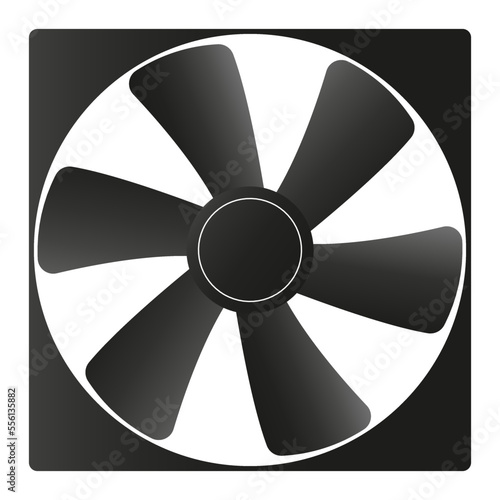 Cooling fan or exhaust fan icon on white background. Vector illustration.