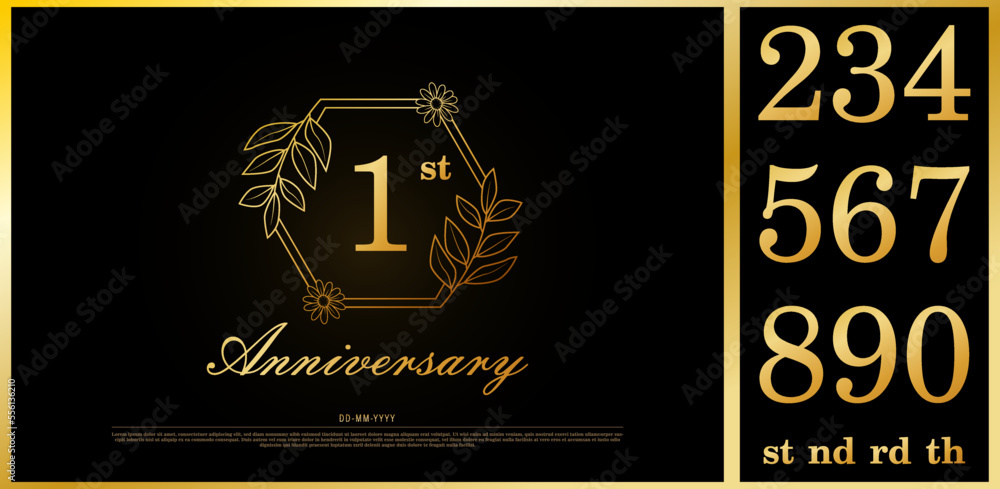 Set of Anniversary Gold Logo Number Set of Anniversary Gold Logo Number