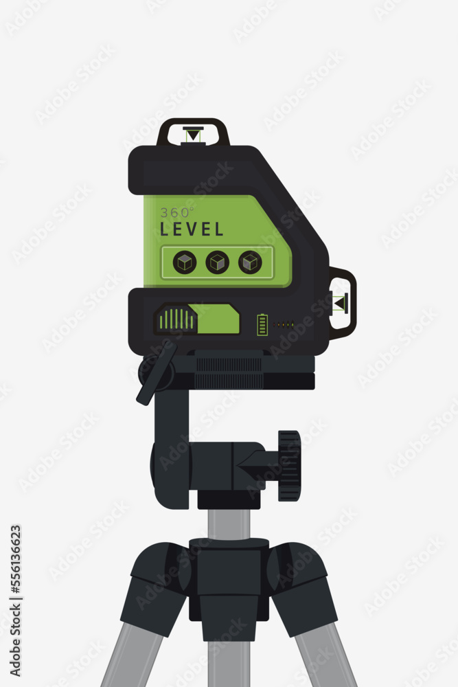 Laser Building Level on Tripod. Engineering Measuring Equipment. Modern Device for the Builder Laser Building Level on Tripod. Engineering Measuring Equipment. Modern Device for the Builder