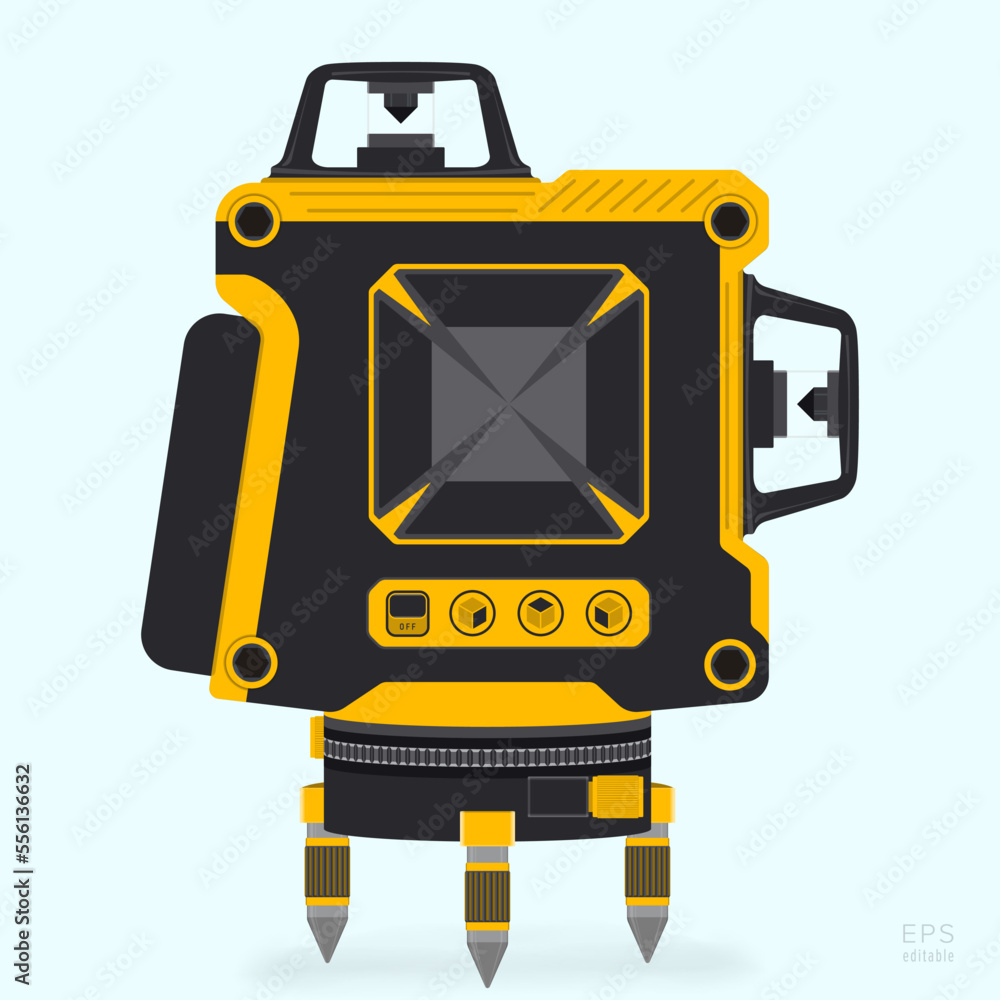 Fototapeta premium Laser Building Level on Tripod. Engineering Measuring Equipment. Modern Device for the Builder