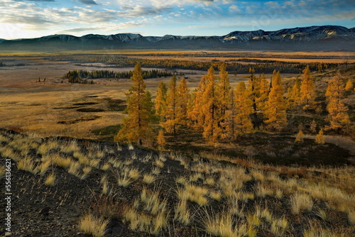 Russia. South Of Western Siberia, Altai Mountains. Late autumn at the North-Chuya mountain range in the heart of the Kurai steppe along the Chui tract.
