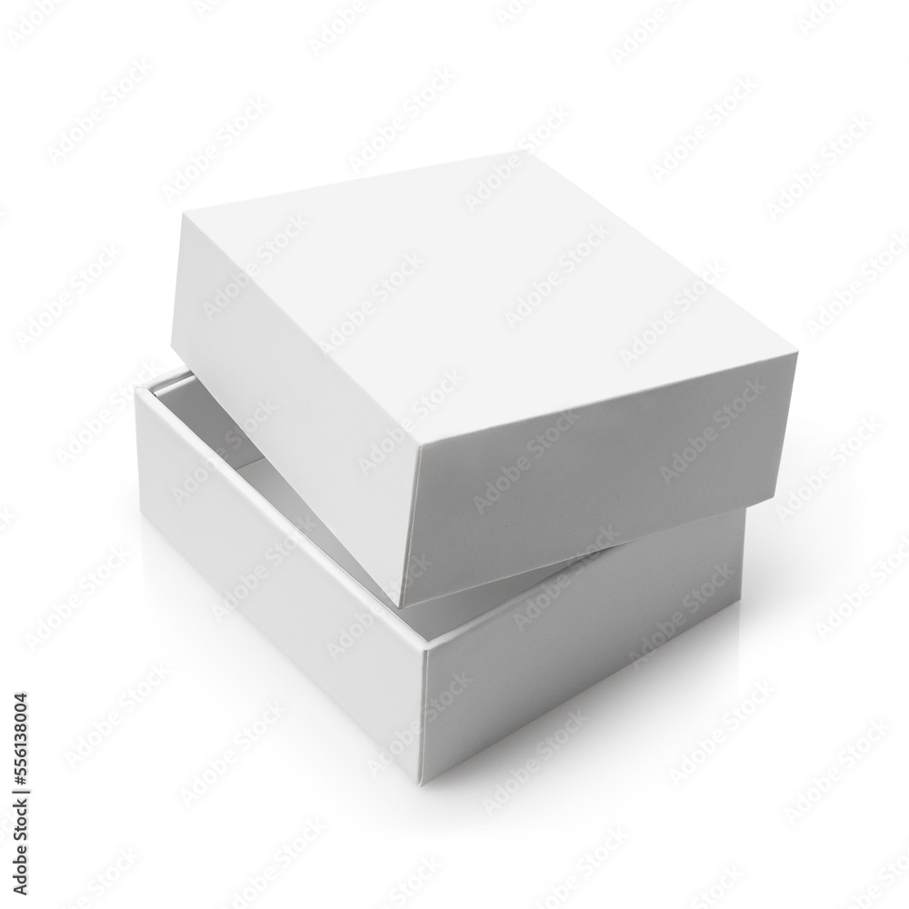 Naklejka premium White square box, isolated on white background