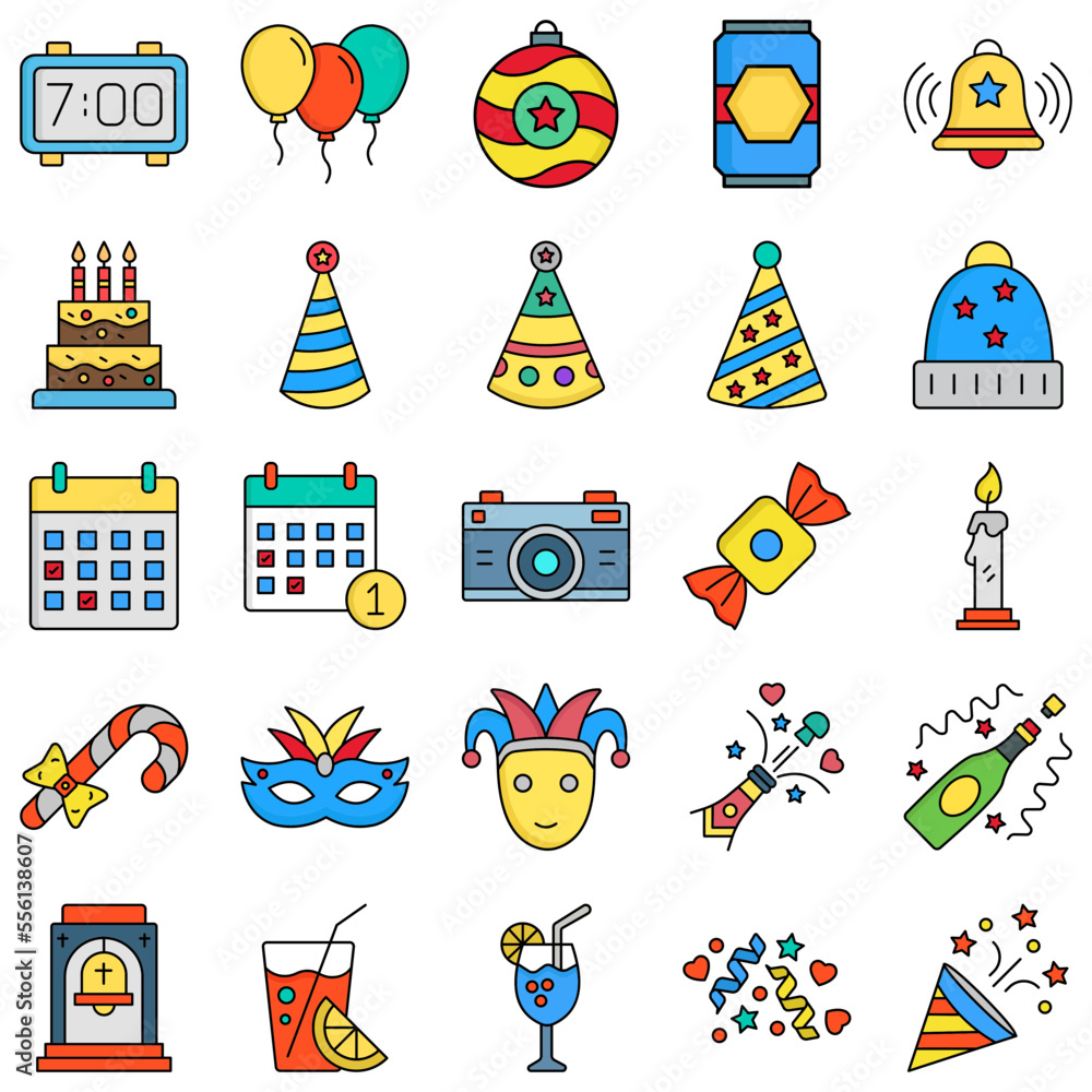 Happy new year pack Fill style Happy new year pack Fill style