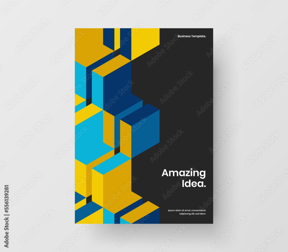 Abstract mosaic shapes company brochure layout. Multicolored presentation A4 design vector template. Abstract mosaic shapes company brochure layout. Multicolored presentation A4 design vector template.
