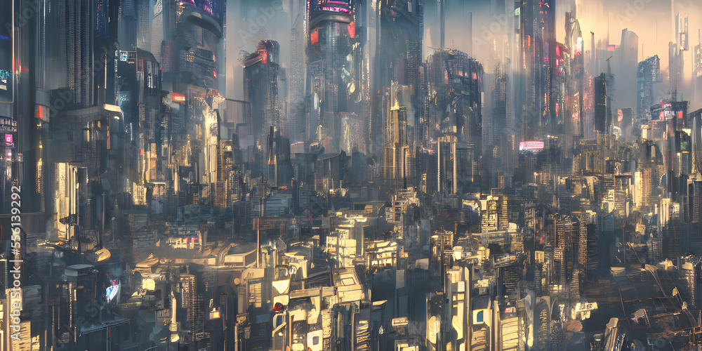 cyberpunk cityscape like tokyo network with tall buildings,cinematic ...