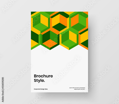Premium geometric tiles flyer concept. Isolated magazine cover A4 vector design layout.