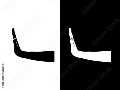 Art illustration design concpet icon black white logo isolated symbol of hand gesture stop