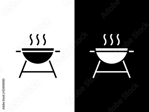 Art illustration design concpet icon black white logo isolated symbol of bbq tool barbeque