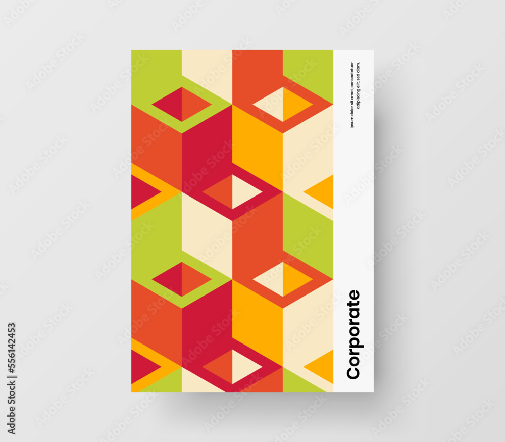 Clean company cover A4 vector design concept. Creative geometric shapes booklet template.