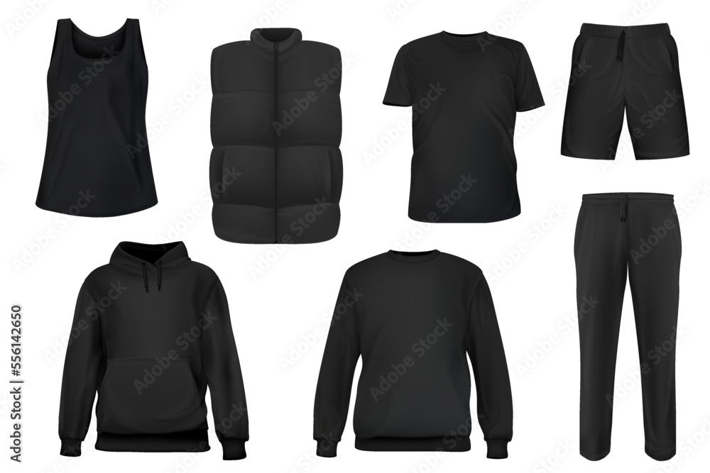 Technical sketch for men hoodie in black color Vector Image