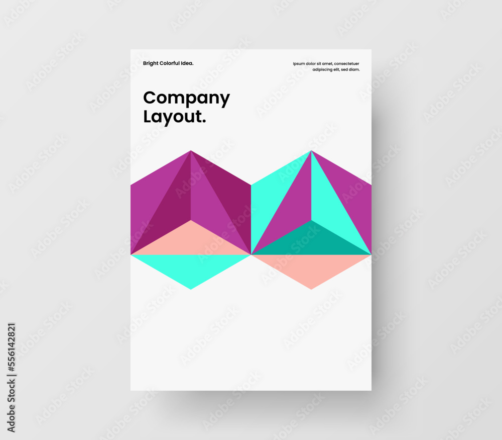 Fototapeta premium Colorful journal cover A4 vector design template. Trendy geometric tiles booklet concept.