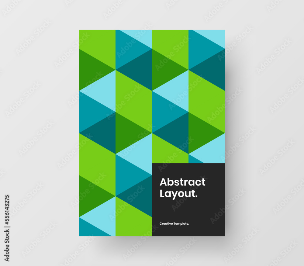 Abstract mosaic hexagons presentation layout. Fresh corporate cover A4 vector design template.