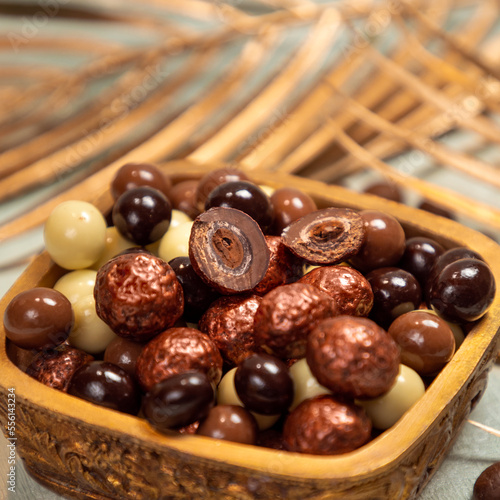 Dragee, confetto or sugared almond close up photo