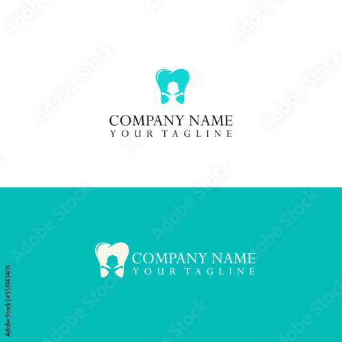 Fun pediatric dentist vector logo template.