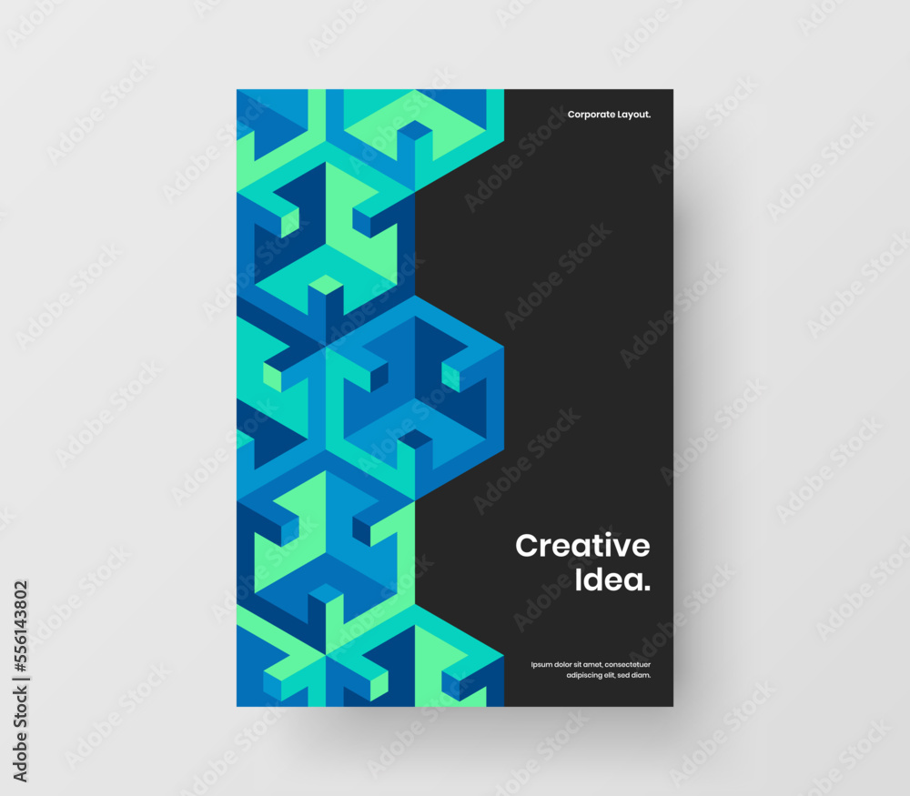 Simple geometric tiles annual report layout. Unique front page A4 design vector concept. Simple geometric tiles annual report layout. Unique front page A4 design vector concept.