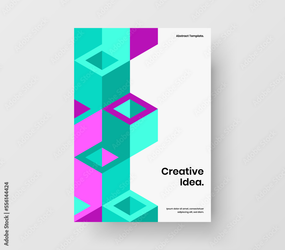 Trendy pamphlet A4 vector design template. Minimalistic geometric tiles banner layout.