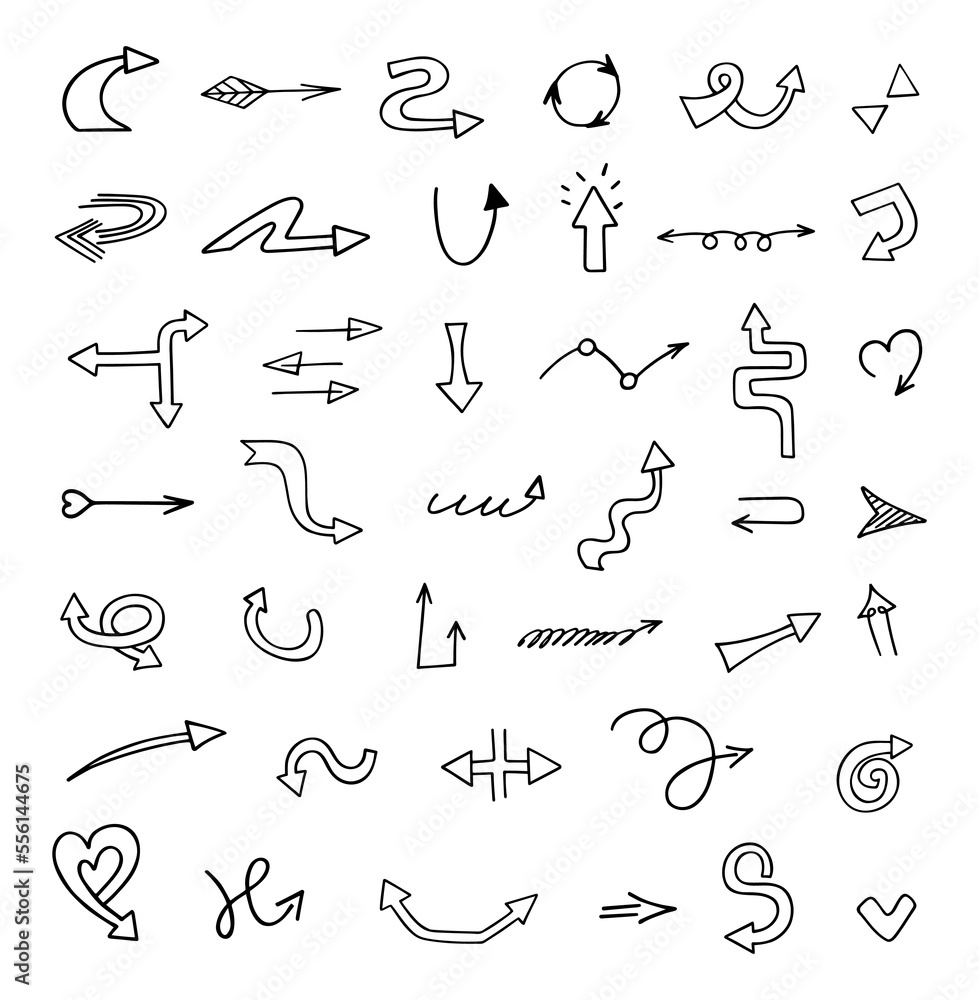 Vector set of hand drawn arrows, elements for presentation Vector set of hand drawn arrows, elements for presentation