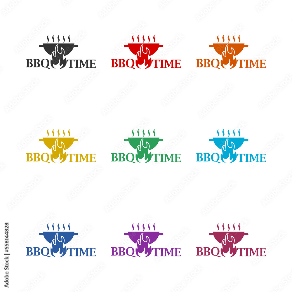 BBQ time icon isolated on white background. Set icons colorful BBQ time icon isolated on white background. Set icons colorful