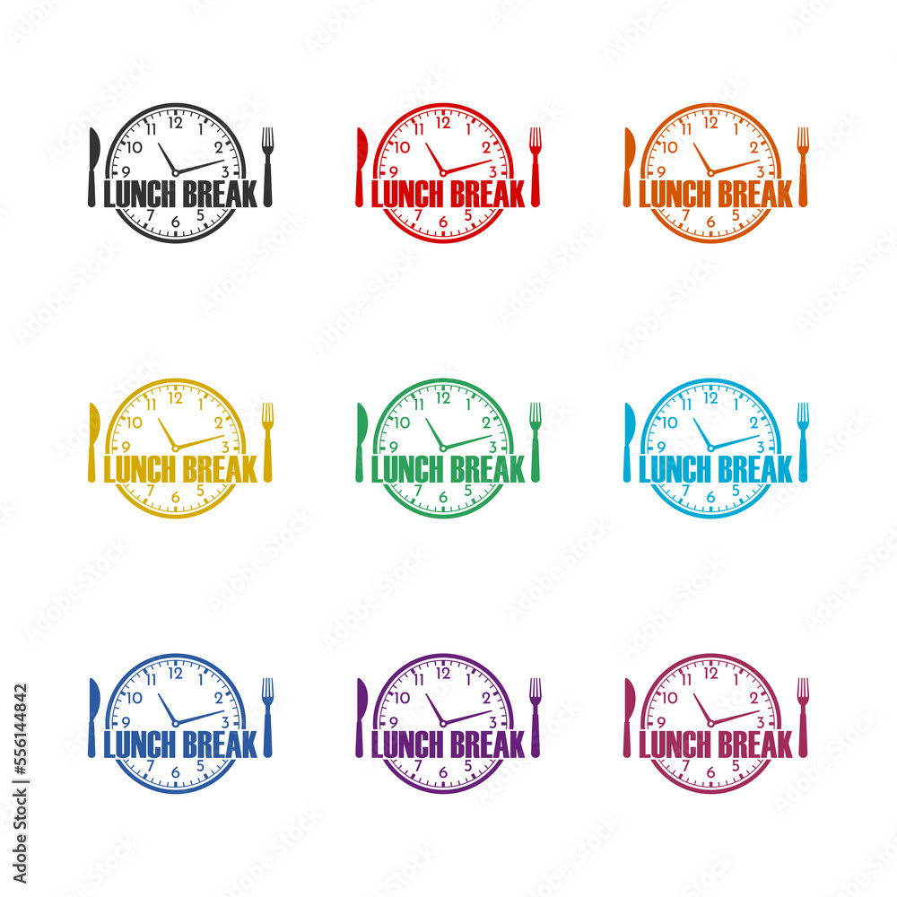 Lunch break icon isolated on white background. Set icons colorful Lunch break icon isolated on white background. Set icons colorful