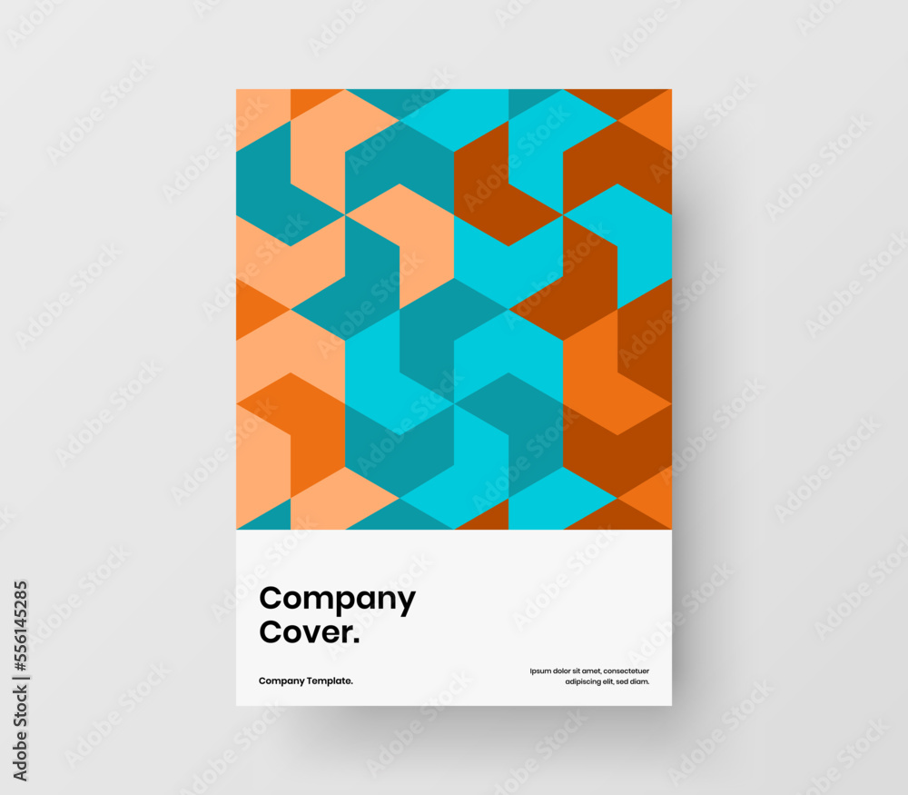 Modern corporate cover A4 design vector concept. Isolated geometric hexagons front page layout.