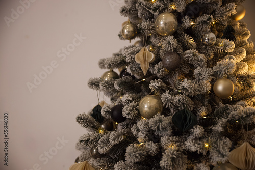 Beautiful Christmas Balls Hanged On The Christmas Tree Branch