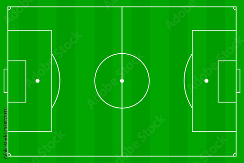 Soccer, football field, infographics, flat, app. Football field with green surface and white markings isolated on white background. jpg illustration of a soccer field jpeg
